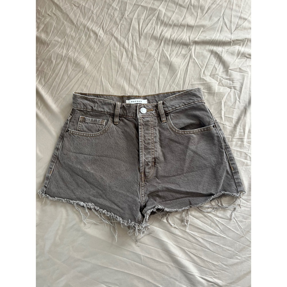 PacSun Vintage High Rise Gray Distressed Denim Shorts Size 26